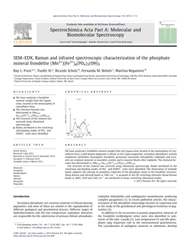 Semâ€“EDX, Raman and Infrared Spectroscopic Characterization Of