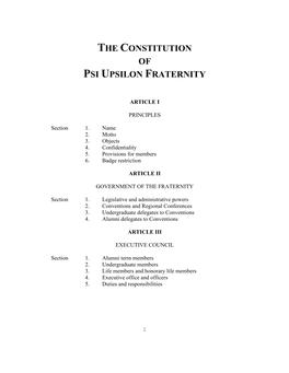 The Constitution of Psi Upsilon Fraternity
