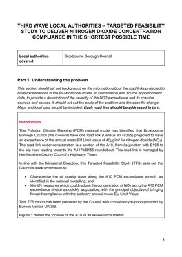 Third Wave Local Authorities – Targeted Feasibility Study to Deliver Nitrogen Dioxide Concentration Compliance in the Shortest Possible Time