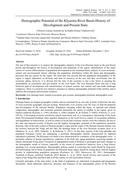 Demographic Potential of the Klyazma River Basin-History of Development and Present State