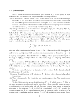 5. Crystallography Let En Denote N-Dimensional Euclidean Space