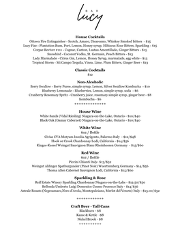 Drink Sample Menu