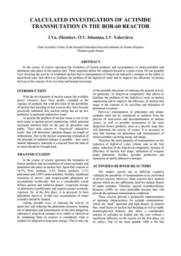 Calculated Investigation of Actinide Transmutation in the Bor-60 Reactor