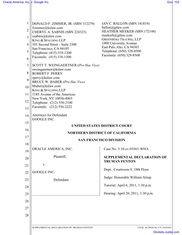 Declaration of Truman Fenton in Support of 102 Claim Construction