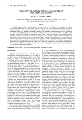 Phylogeny of Rheum (Polygonaceae) Based on Cpdna Trns-G Sequences