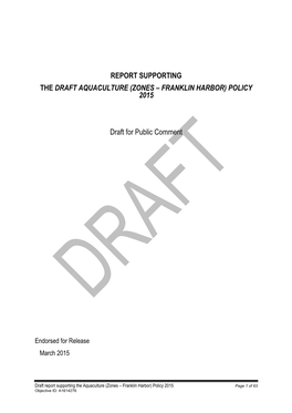 (ZONES – FRANKLIN HARBOR) POLICY 2015 Draft for Public