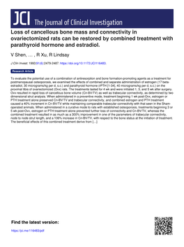 Loss of Cancellous Bone Mass and Connectivity in Ovariectomized Rats Can Be Restored by Combined Treatment with Parathyroid Hormone and Estradiol