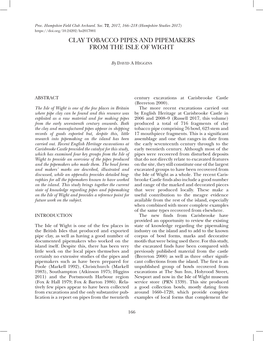 Clay Tobacco Pipes and Pipemakers from the Isle of Wight
