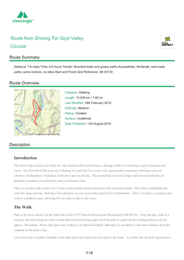 Route from Shining Tor Goyt Valley Circular