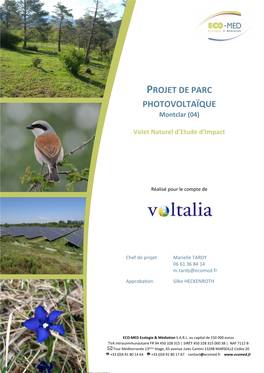 PROJET DE PARC PHOTOVOLTAÏQUE Montclar (04)