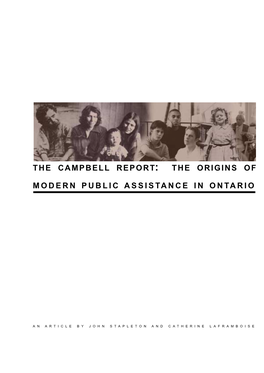 The Campbell Report: the Origins of Modern Public Assistance in Ontario