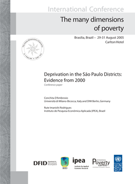 International Conference the Many Dimensions of Poverty