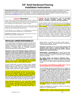 3/4” Solid Hardwood Flooring Installation Instructions