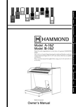 Hammond A-162 Owner's Manual V1.01