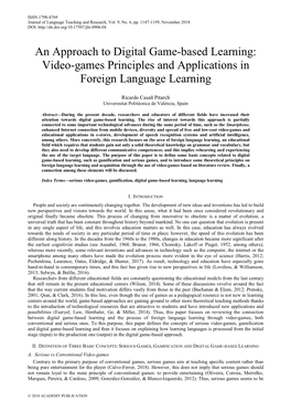 An Approach to Digital Game-Based Learning: Video-Games Principles and Applications in Foreign Language Learning