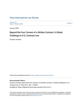 Beyond the Four Corners of a Written Contract: a Global Challenge to U.S