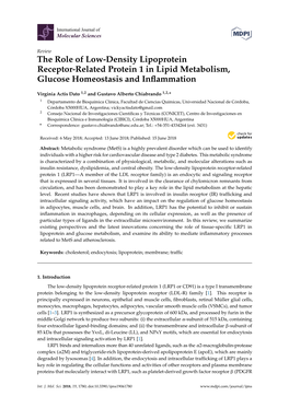 The Role of Low-Density Lipoprotein Receptor-Related Protein 1 in Lipid Metabolism, Glucose Homeostasis and Inﬂammation