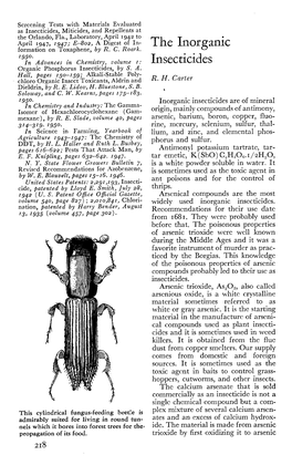 The Inorganic Insecticides