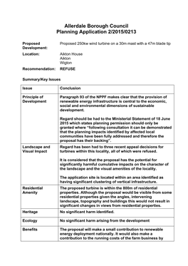 Allerdale Borough Council Planning Application 2/2015/0213