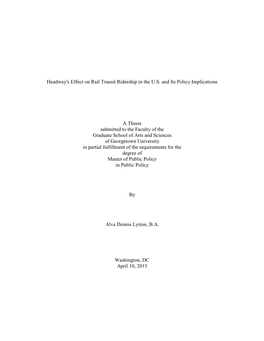 Headway's Effect on Rail Transit Ridership in the U.S. and Its Policy Implications