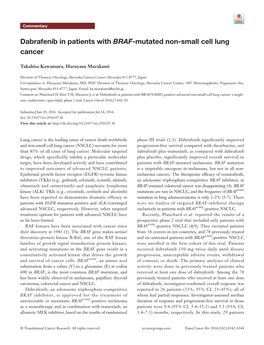 Dabrafenib in Patients with BRAF-Mutated Non-Small Cell Lung Cancer