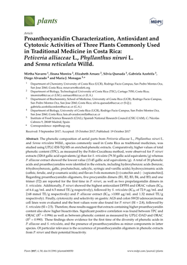 Proanthocyanidin Characterization, Antioxidant and Cytotoxic Activities