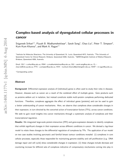 Complex-Based Analysis of Dysregulated Cellular Processes In