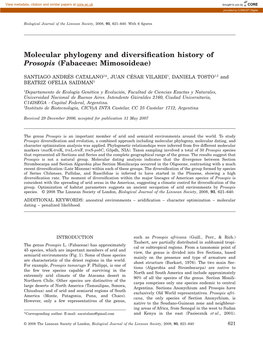 Molecular Phylogeny and Diversification History of Prosopis