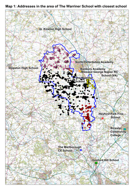 Addresses in the Area of the Warriner School with Closest School Map 1