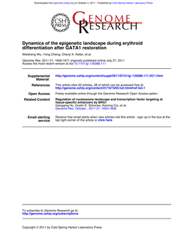 Differentiation After GATA1 Restoration Dynamics of the Epigenetic