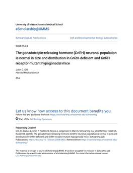 The Gonadotropin-Releasing Hormone (Gnrh) Neuronal Population Is Normal in Size and Distribution in Gnrh-Deficient and Gnrh Receptor-Mutant Hypogonadal Mice