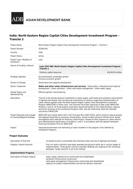 North Eastern Region Capital Cities Development Investment Program – Tranche 3