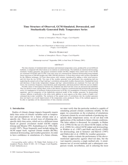 Time Structure of Observed, GCM-Simulated, Downscaled, and Stochastically Generated Daily Temperature Series