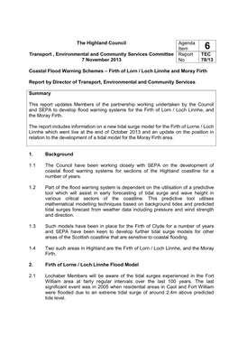 Coastal Flood Warning Schemes – Firth of Lorn / Loch Linnhe and Moray Firth