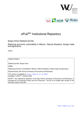 Reducing Economic Vulnerability in Mexico. Natural Disasters, Foreign Trade and Agriculture