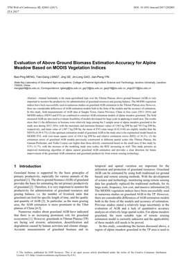 Evaluation of Above Ground Biomass Estimation Accuracy for Alpine Meadow Based on MODIS Vegetation Indices