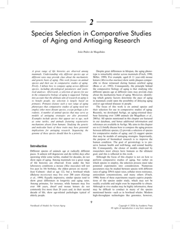 Species Selection in Comparative Studies of Aging and Antiaging Research