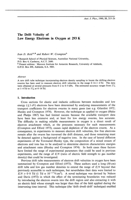 The Drift Velocity of Low Energy Electrons in Oxygen at 293 K