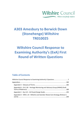 Table 2: Examining Authority's General Questions Arising from the Draft