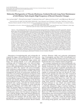 Hydrozoa, Cnidaria) Reveals Long-Term Maintenance of Life History Traits Despite High Frequency of Recent Character Changes