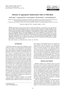 Selection of Appropriate Endotracheal Tube in Wild Birds