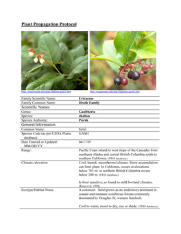 Gaultheria Shallon Protocol