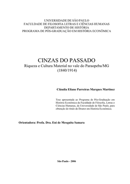 Riqueza E Cultura Material No Vale Do Paraopeba/MG (1840/1914)