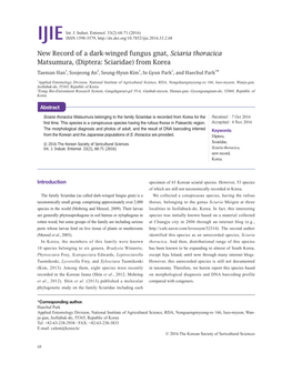 Diptera: Sciaridae) from Korea Taeman Han1, Soojeong An2, Seung-Hyun Kim1, in Gyun Park1, and Haechul Park1*