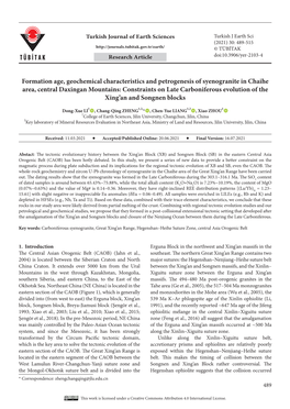 Formation Age, Geochemical Characteristics And