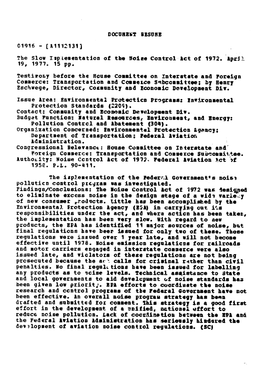 The Slow Implementation of the Noise Control Act of 1972