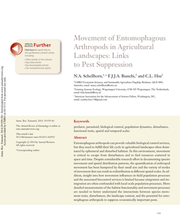 Movement of Entomophagous Arthropods in Agricultural Landscapes: Links to Pest Suppression