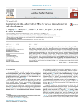 Applied Surface Science Germanium Nitride and Oxynitride Films For