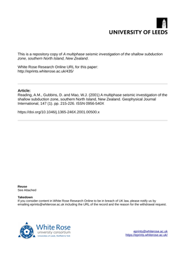 A Multiphase Seismic Investigation of the Shallow Subduction Zone, Southern North Island, New Zealand
