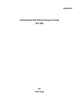 National Disaster Risk Reduction Strategy of Georgia 2017-2020